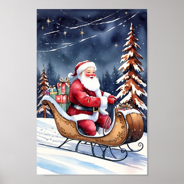 Poster Papais noeis E Sua Arte Clássica Neve (Frente)