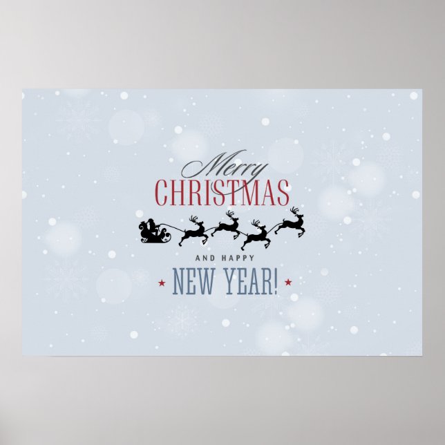 Poster Papais noeis e sua Reindeer Voadora Silhouette Nat (Frente)