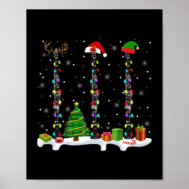 Poster Papais noeis Elf Reindeer Clarinet Xmas Ligeiras M (Frente)