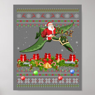 Poster Papais noeis Engraçados De Xmas Andando Pterodacty