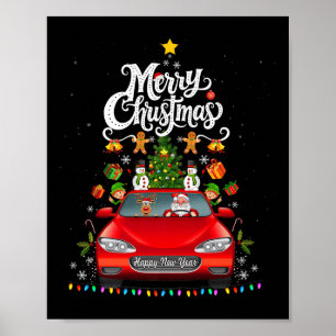 Poster Papais noeis Engraçados Dirigindo Vagão Vermelho Á