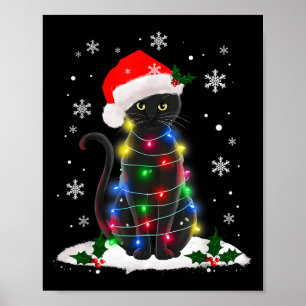Poster Papais noeis Engraçados Kitts Black Cat Tree Light