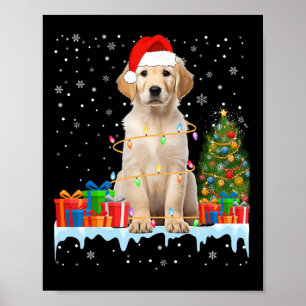 Poster Papais noeis Engraçados Labrador Cachorro Luzes De