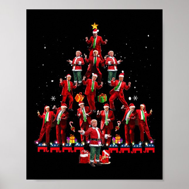Poster Papais noeis Engraçados Trump Dance Tree Natal Paj (Frente)