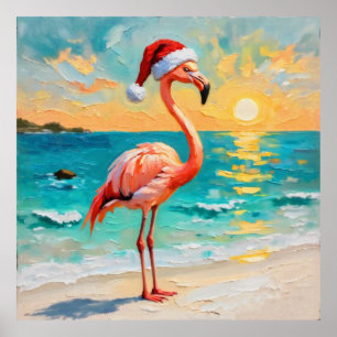 Poster Papais noeis Flamingo na praia