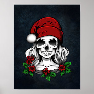 Poster Papais noeis Gótica Whimsical Natal Skull