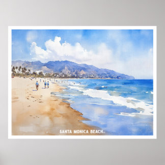 Poster Papais noeis Monica Beach, Ca aqucolor pintura