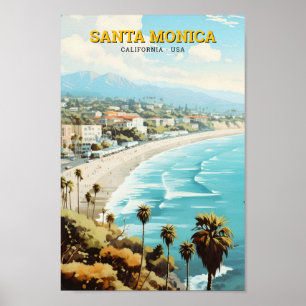 Poster Papais noeis Monica California EUA Viagens vintage
