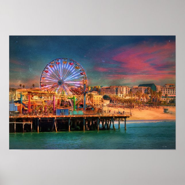 Poster Papais noeis Monica California Pier Ferris Wheel (Frente)
