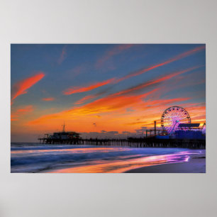 Poster Papais noeis Monica Pier Sunset