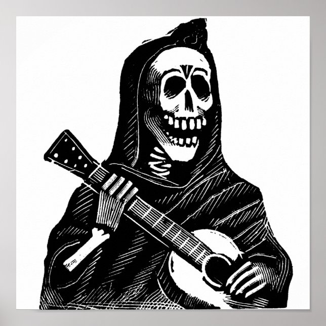 Pôster Papais noeis Muerte (Mexicano Grim Reaper) Tocando (Frente)