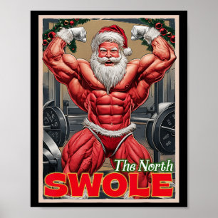 Poster Papais noeis Musculares Engraçados do North Swole 