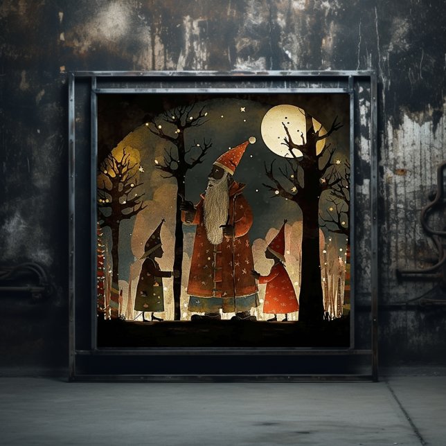 Poster Papais noeis Negras de Woodland Vermelha e Verde A (Criador carregado)