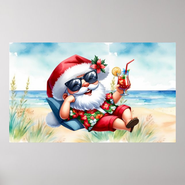 Poster Papais noeis no Natal da praia em julho (Frente)