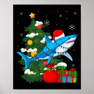 Poster Papais noeis Nozes de Natal Sharkmas Árvore Xmas B
