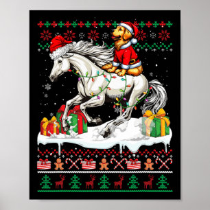 Poster Papais noeis Ouro Retriever Cavalo Andando Suor Na
