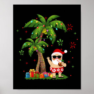 Poster Papais noeis Palmeiras de Natal do Havaí Luzes de