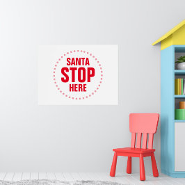 Poster Papais noeis param aqui vermelho e branco engraçad