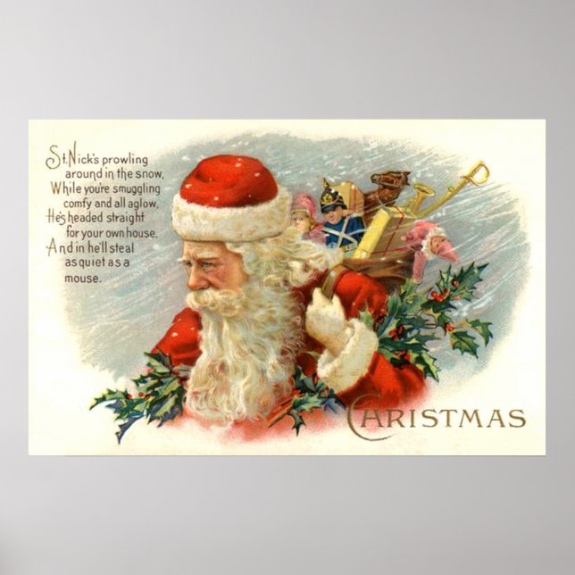 Poster Papais noeis poem natal vintage (Frente)