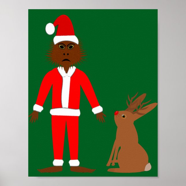 Poster Papais noeis Sasquatch e Jackalope Christmas (Frente)