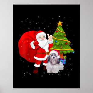 Poster Papais noeis Shih Tzu Árvore de Natal Engraçado 