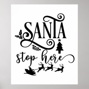 Poster Papais noeis Sleigh Reindey Typografia Natal