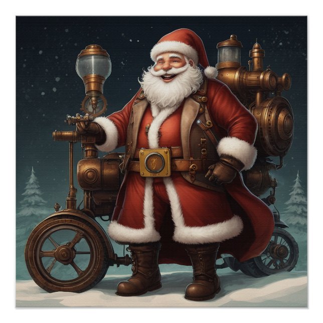 Pôster Papais noeis Steampunk Sleigh (Frente)