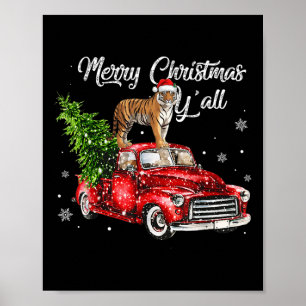 Poster Papais noeis Tiger Ride Red Truck Feia Doce Natal
