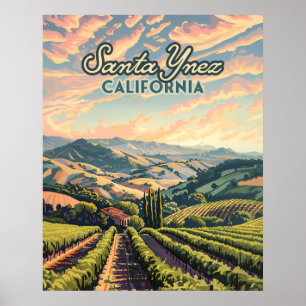 Poster Papais noeis Ynez California Vineyard Winery Retro