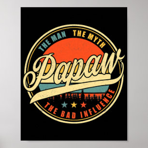 Poster Papaw Retro Vintage Funny Papaw Father's Day Gift