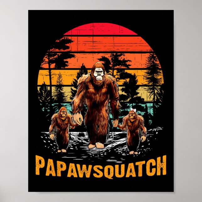 Poster Papaw Squatch Funny Bigfoot Pai Sasquatch Yeti Ret (Frente)