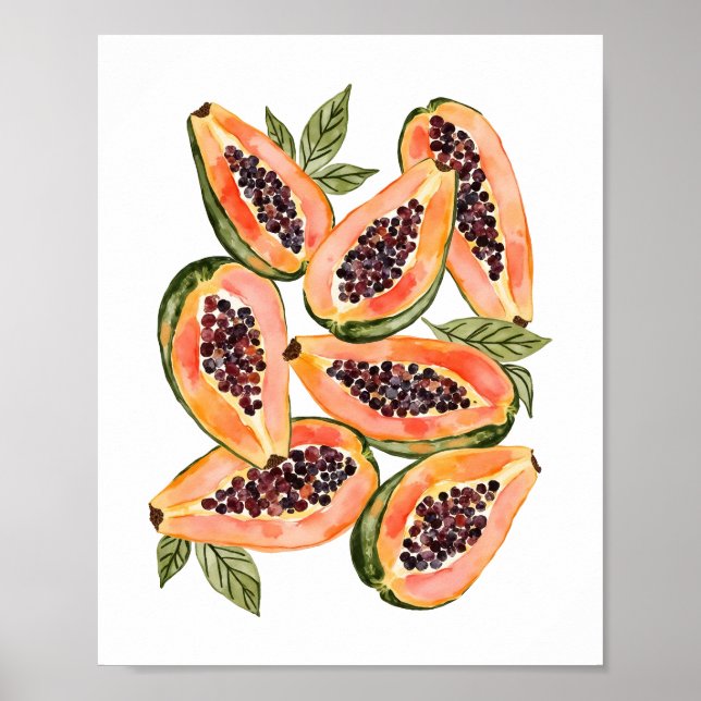 Poster Papaya Fruta Watercolor (Frente)