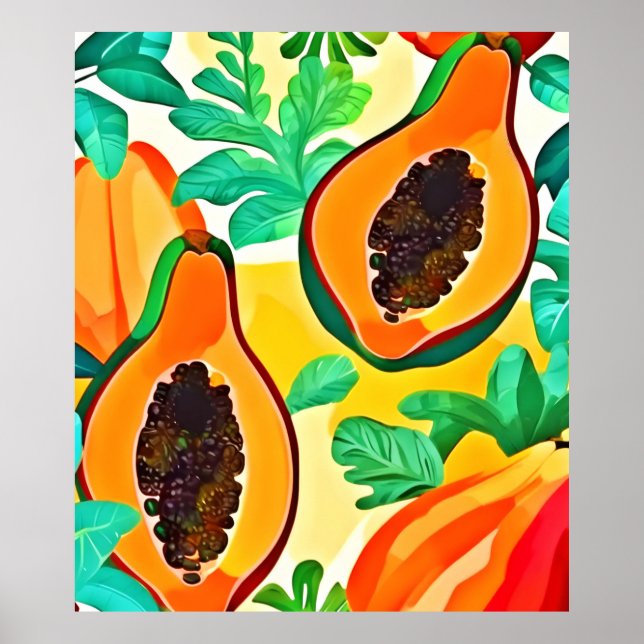 Poster Papaya Pop Art tropical (Frente)