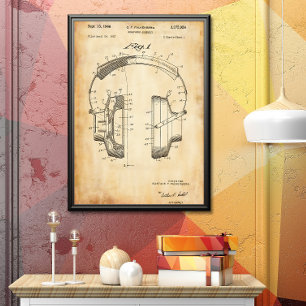 Poster Papel antigo Patente de Fones de ouvido