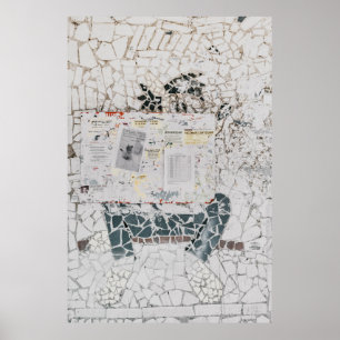 Poster Papel branco da impressora na parede de betão bra