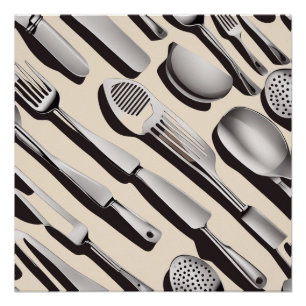 Pôster Papel de enrolamento de temas de utensílios de coz