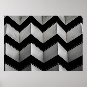 POSTER PAPEL DE PAREDE CHEVRON PRETO E BRANCO
