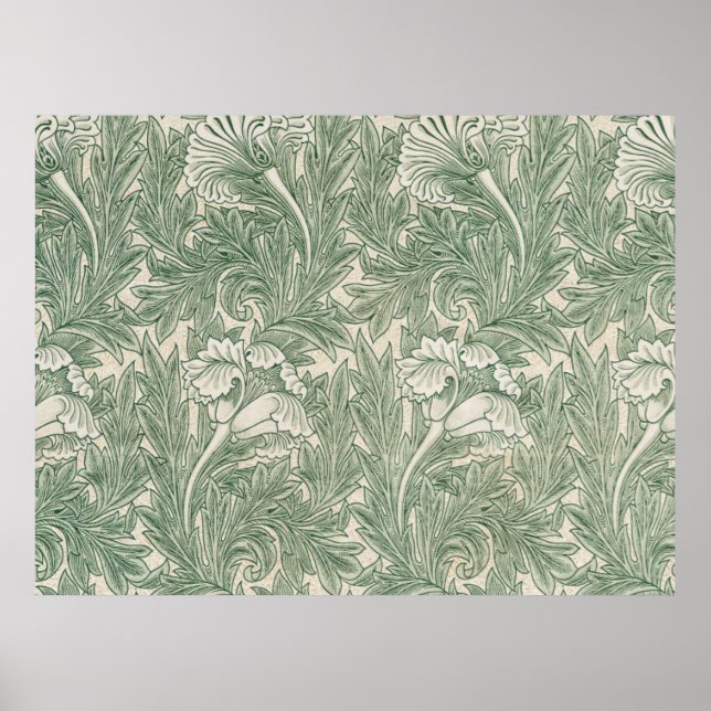 Poster papel de parede de tulipa têxtil verde william mor (Frente)