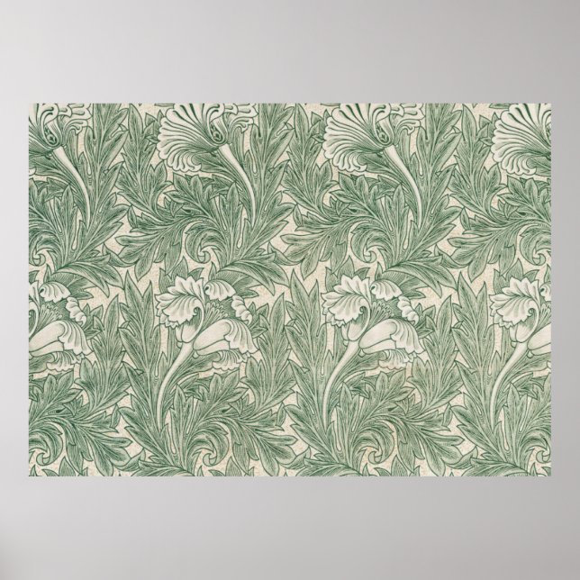 Poster papel de parede de tulipa william morris verde (Frente)