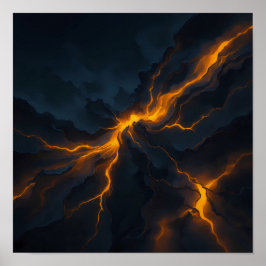 Poster Papel de Parede Fissura de Magma Brilhante - Textu