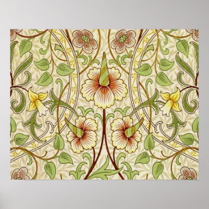 Poster Papel de Parede Flor Clássico Narciso William Morr