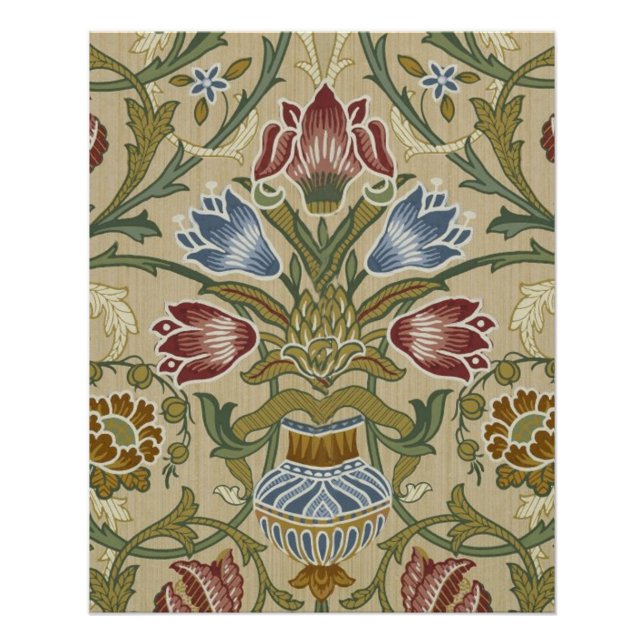 Pôster Papel de Parede Floral Brocado William Morris (Frente)