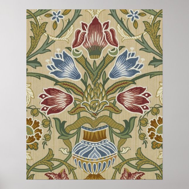 Poster Papel de Parede Floral Brocado William Morris (Frente)