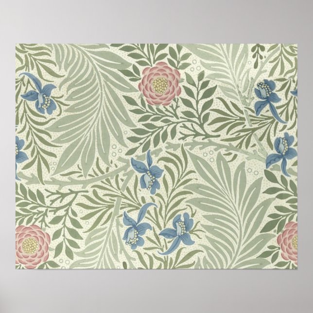 Pôster Papel de Parede Floral Larkspur de William Morris (Frente)