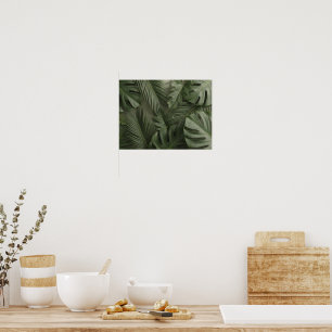 Poster Papel de Parede Folhas Botânicas Tropicais Elegant