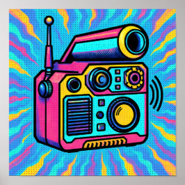 Poster Papel de Parede Pop com Padrão Digital Abstrato co