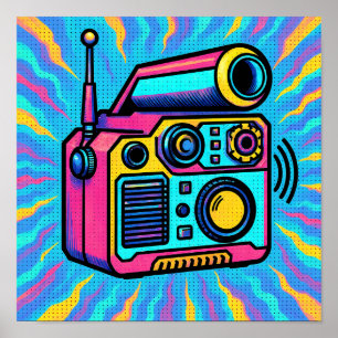 Poster Papel de Parede Pop com Padrão Digital Abstrato co