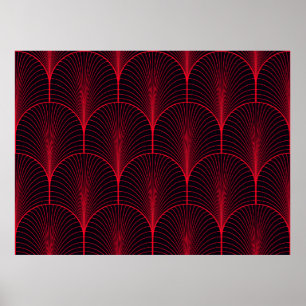 Poster Papel de parede sem costura, vermelho e preto