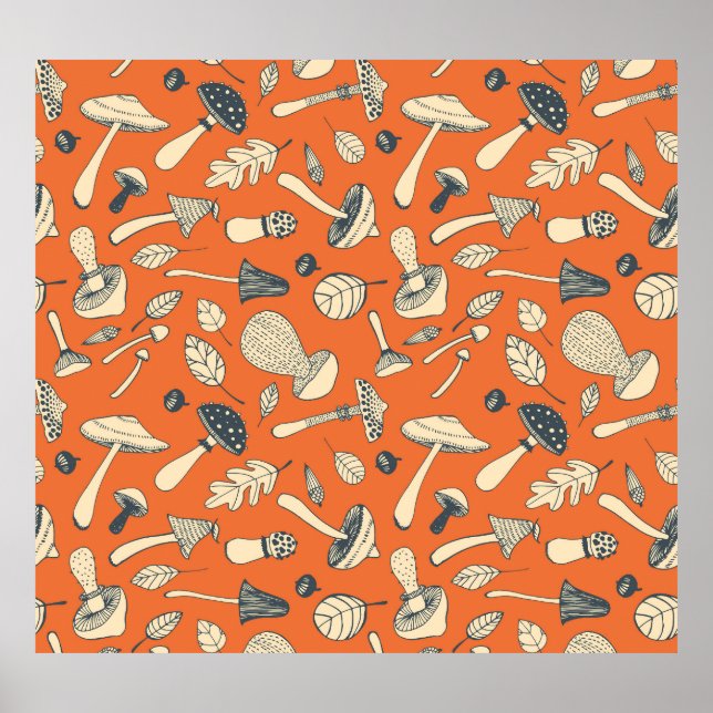 Poster Papel de parede Sensível de Cogumelo Doodal (Frente)