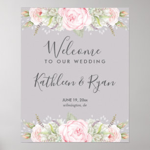 Poster Papel Floral Elegante Vintage Qualquer Cor Cinza R